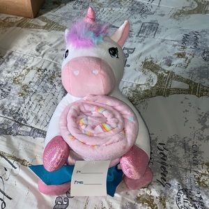 Unicorn plush with blanket
